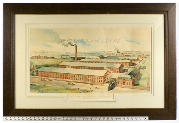 Lithograph, Iver Johnsons Arms and Cycle Works, Factory Scene
Fitchburg, Massachusetts
Circa 1895 to 1900, entire view